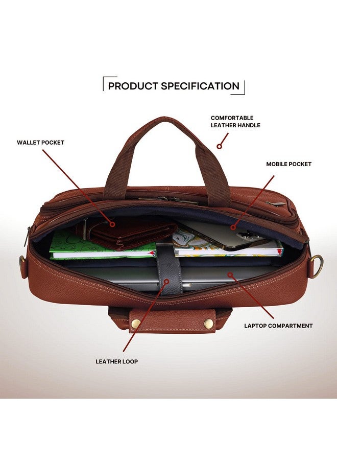 Wildhorn WildHorn Leather 15 Inch Laptop Messenger Bag For Men I Padded Laptop Compartment I Carry Handles With Adjustable Strap I Dimension : L-15.5 Inch W-3.5 Inch H-11.5 Inch ,Brown - Image 4