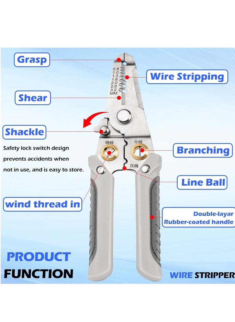 Generic Multifunction Wire Stripper, 6 in 1 Special Wire Stripper Tool for Electrician, Stainless Steel Wire Stripper, Multifunction Wire Pliers for Stripping Cutting Electric Cable Stripper Crimping  - Image 4