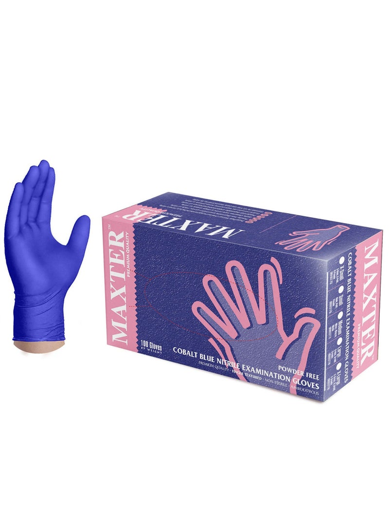 MAXTER Cobal Blue Nitrile Medical Exam Powder Free Home Improvement Cleaning Care Accessories Gloveswork Lab Safety Security Equipment Disposable Gloves 100 Pcs Per Box 2.2 Mil 3.0g  - Image 1