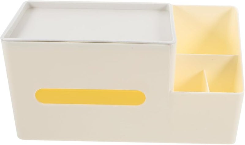 غطاء صندوق المناديل الأبيض للمكتب مع منظم جانبي لتنظيم مكتب المنزل - Image 1