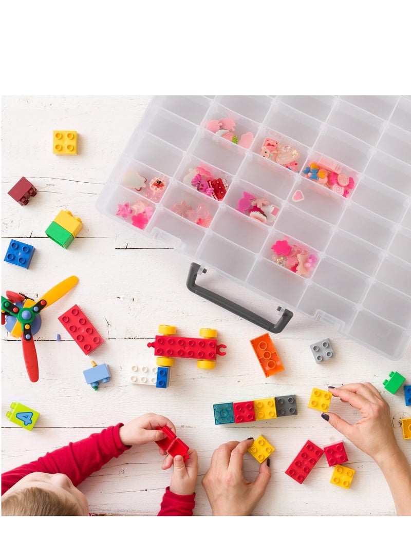 Y&D Multipurpose Plastic Storage Box - 48 Compartments Organizer with Customizable Dividers for Jewelry, Crafts, and Small Items, Compartment Craft Box, Jewelry Adjustable Space  - Image 5
