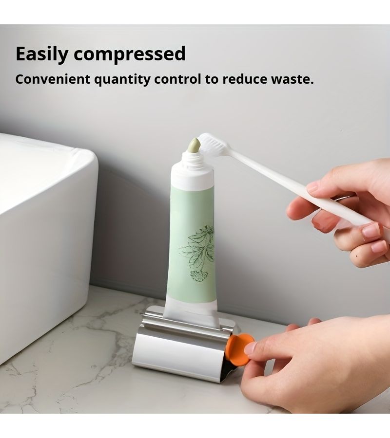 Toothpaste Squeezer 1pc Stainless Steel Manual Tube Squeezer Rust Proof Durable No Waste Paste Extraction Easy To Use For Face Cleanser Cosmetics One Handed Operation Easy To Clean - Image 1