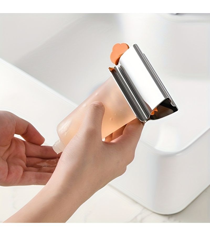 Toothpaste Squeezer 1pc Stainless Steel Manual Tube Squeezer Rust Proof Durable No Waste Paste Extraction Easy To Use For Face Cleanser Cosmetics One Handed Operation Easy To Clean - Image 2