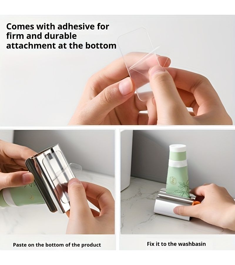 Toothpaste Squeezer 1pc Stainless Steel Manual Tube Squeezer Rust Proof Durable No Waste Paste Extraction Easy To Use For Face Cleanser Cosmetics One Handed Operation Easy To Clean - Image 3