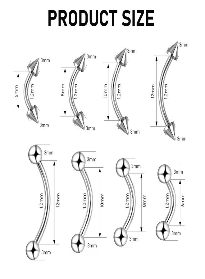 يوليف مجموعة يوليف المكونة من 16 قطعة من مجوهرات ثقب الحواجب، بما في ذلك حلقات ثقب الشفة، وحلقات ثقب الحواجب، وقضبان منحنية من الفولاذ الجراحي، وحلقات ثقب صغيرة عمودية للشفة، وحلقات ثقب الأذن (روك، هيليكس، كونش، دايث). - Image 2