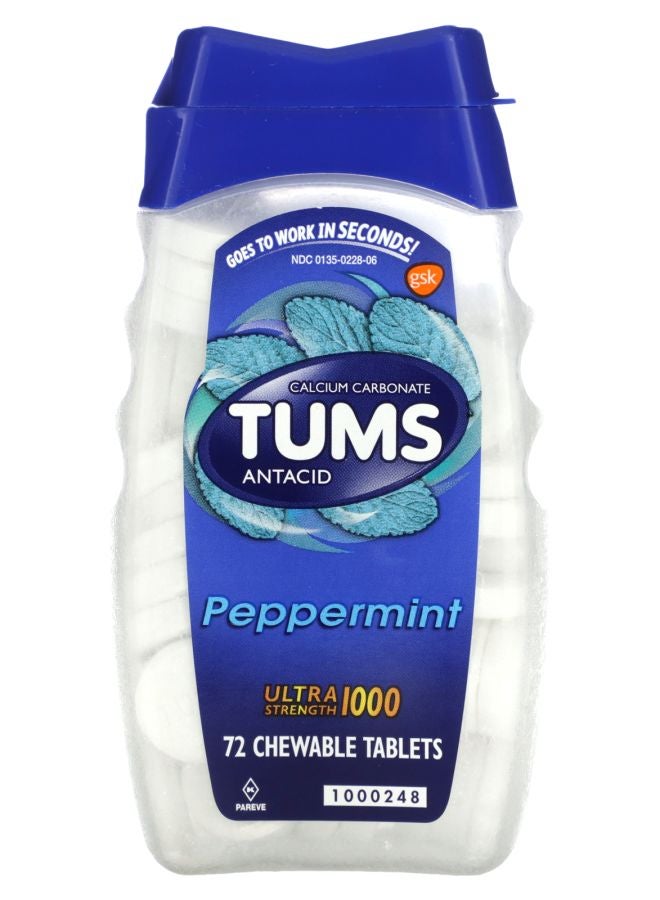 TUMS مضاد حموضة قوي بالنعناع 72 قرص قابل للمضغ