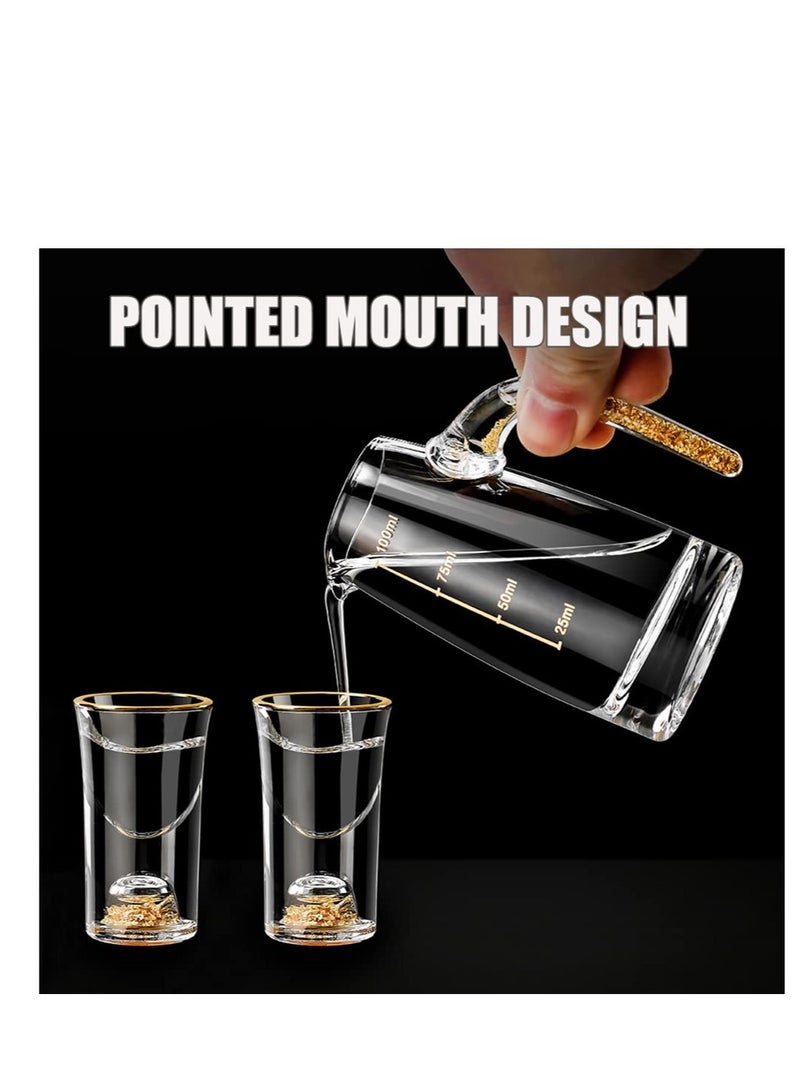 Excefore مجموعة كؤوس شوت كريستال مع 2 0.5 أونصة ورقائق ذهبية 24 قيراط خالية من BPA والرصاص مثالية للديكور واختيار هدية للمجموعة (مجموعة من 3 قطع) - Image 5