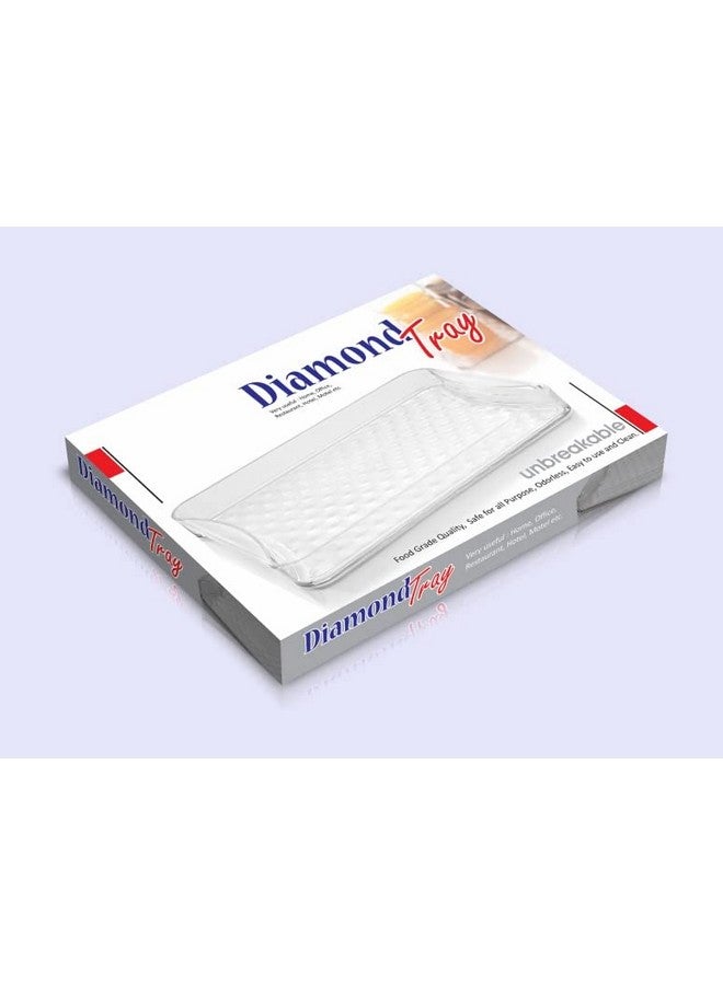 HAPPI Multipurpose Unbreakable Plastic Diamond Design Glass Serving Tray for Kitchen, Glass Tray for Glass Set, Kitchen Dining Serving Plate (10×7 Inch - Pack of 1) - Image 2