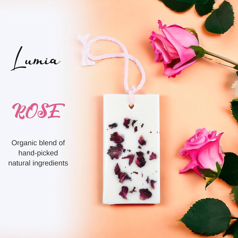 LUMIA Set of 3 Scented Soy Wax Tablets Handmade Rose Aromatherapy Sachets for Wardrobes Drawers Cars Natural LongLasting Air Freshener 85g Each - Image 2