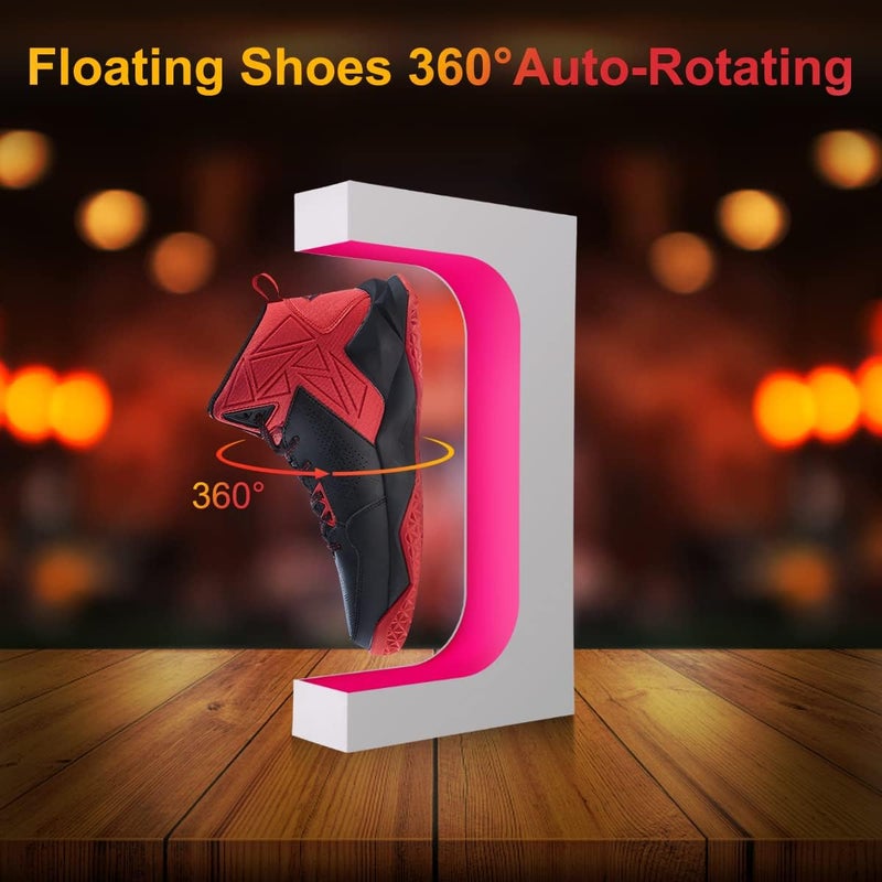 UVEHAS Levitating Shoe Display, Floating Rotating Sneaker Stand, Magnetic Levitation Shoe Rack with 16 Colors LED Light for Gifts Shoes Collectors Store Advertising Exhibition Home Decor - Image 3