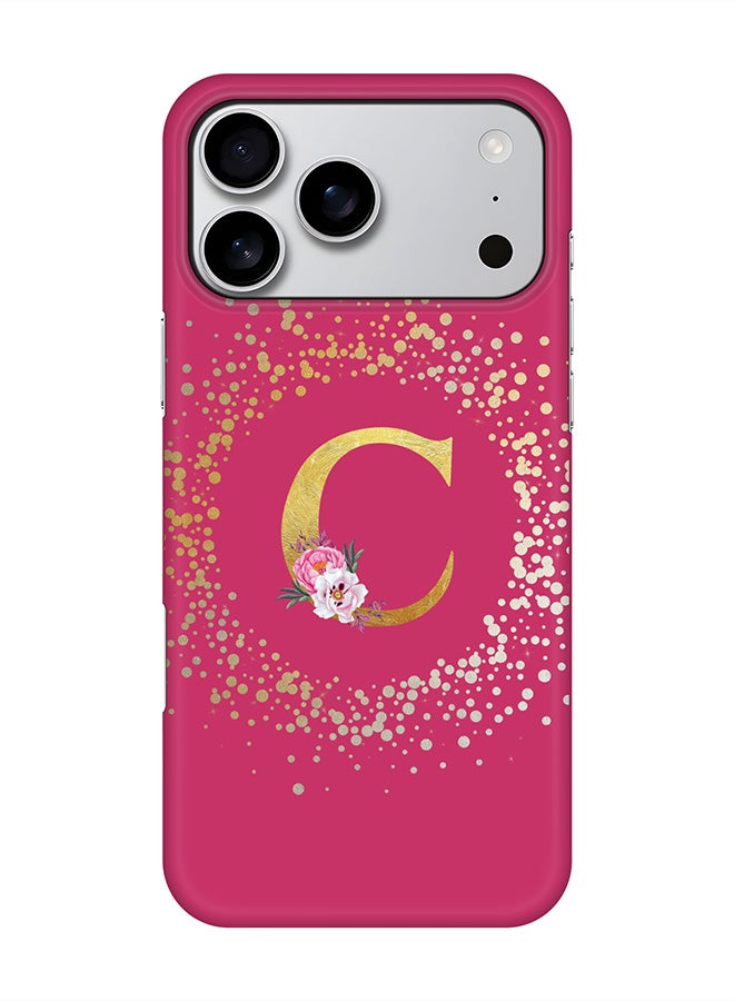 Stylizedd For iPhone 17 Pro Max,Case, [Compatible with MagSafe] Magnetic cover Slim fit Protection Matte, - Custom Monogram Floral - C ( Deep Pink )