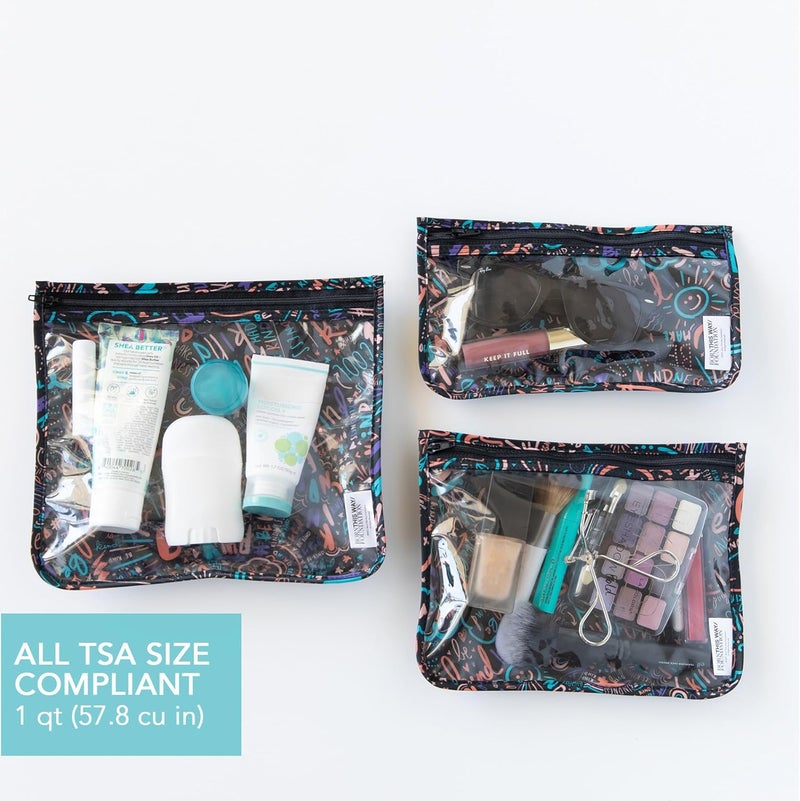 Bumkins Travel Pouch Set of 3 - TSA Approved, Quart Size Compliant, Clear-Sided for Toiletry, Baby, Diaper Organization, Makeup, Accessories - Image 3