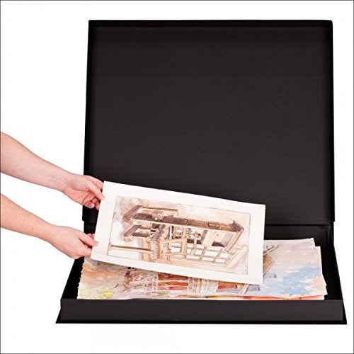 HG Art Concepts Art Photo Storage Box Eternity Archival Clamshell Box For Storing Artwork, Photos & Documents Deluxe Acid-Free Sturdy & Lined With Archival Paper - [Black - 11" x 14"] - Image 2