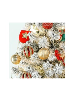 The Bros 30ct 2.36 Inch Christmas Tree Balls Ornaments, Colored Shatterproof Plastic Decorative Baubles Decorations for Xmas Tree Decor Holiday Party Wedding Decoration (Red & Gold, 60mm)  - Image 4