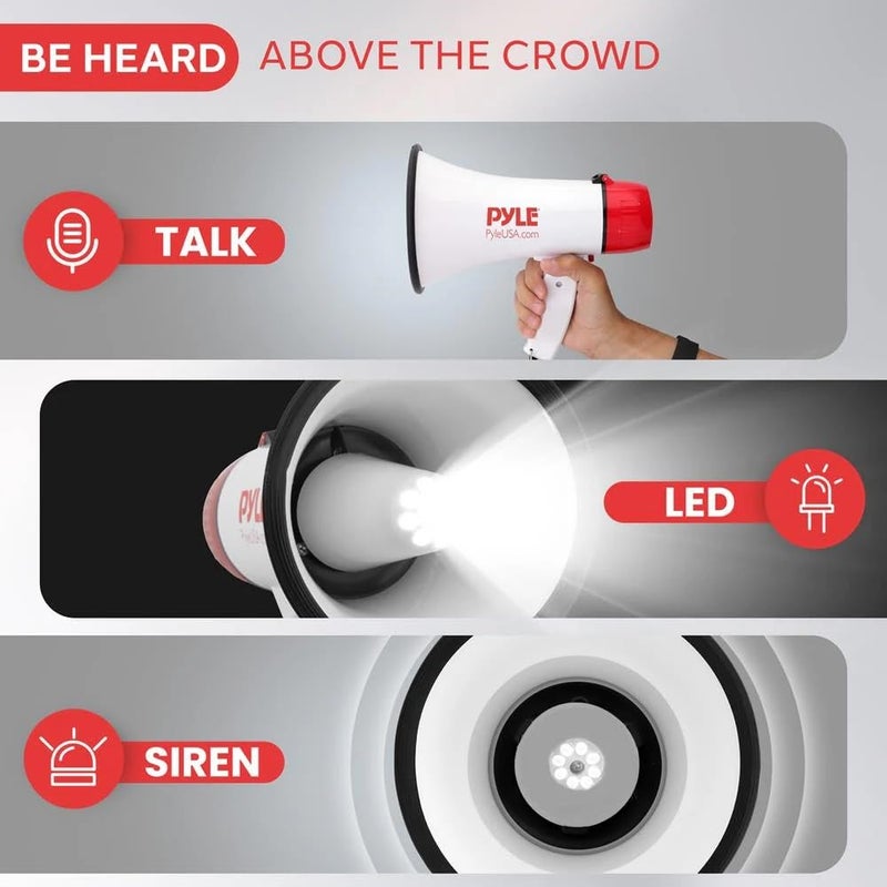 Pyle Megaphone Bull Horn Loud PA Speaker with 30W Power and Adjustable Volume Control, 800 Yard Range, Lightweight Portable Design, Ideal for Outdoor Sports, Cheerleading, and Coaches - Image 3