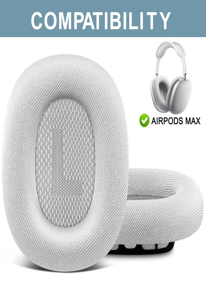 SOPROM Ear Cushions for Airpod Max Over-Ear Headphones Earpads Replacement Covers Cups Pads with Durable Mesh Fabric, Softer Foam - White - Image 2