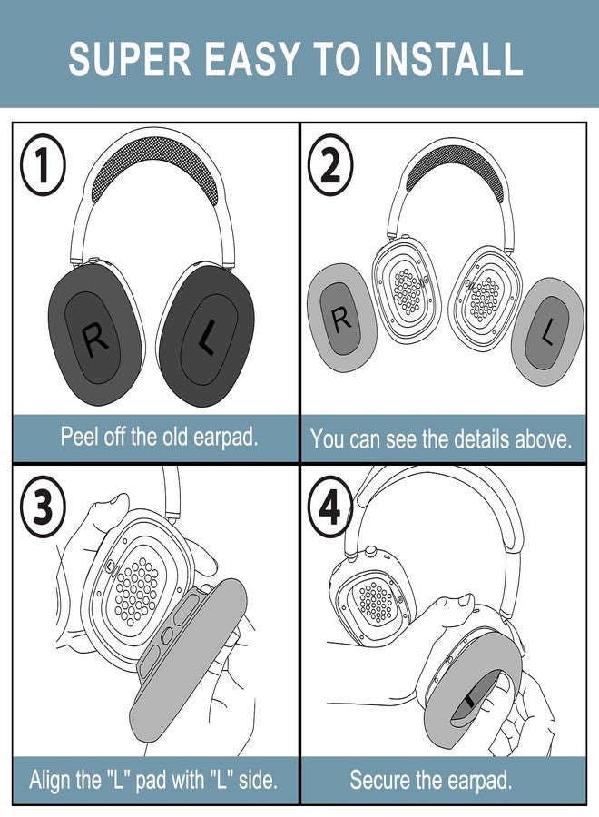 SOPROM Ear Cushions for Airpod Max Over-Ear Headphones Earpads Replacement Covers Cups Pads with Durable Mesh Fabric, Softer Foam - White - Image 5