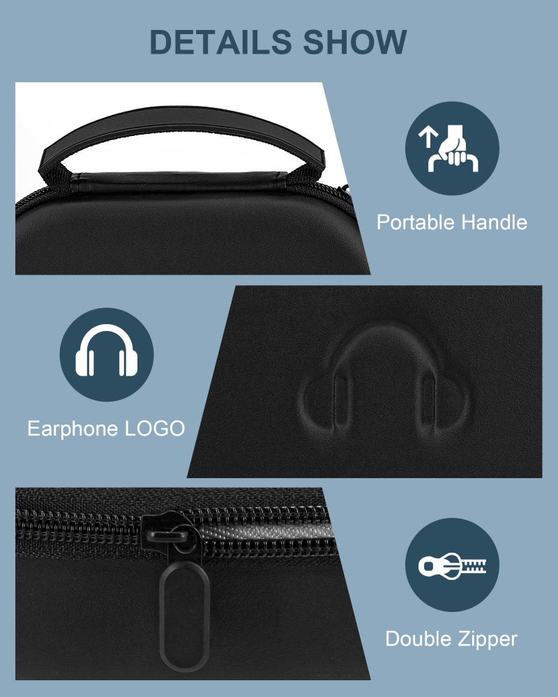 stukcaze Headphone Case for Sony WH-CH720N Soundcore by Anker Q20i, Hard Portable Over Ear Headphone Carrying Case, Wireless Headphone Storage Protective Case for Travel Home (Black-Pattern) - Image 4