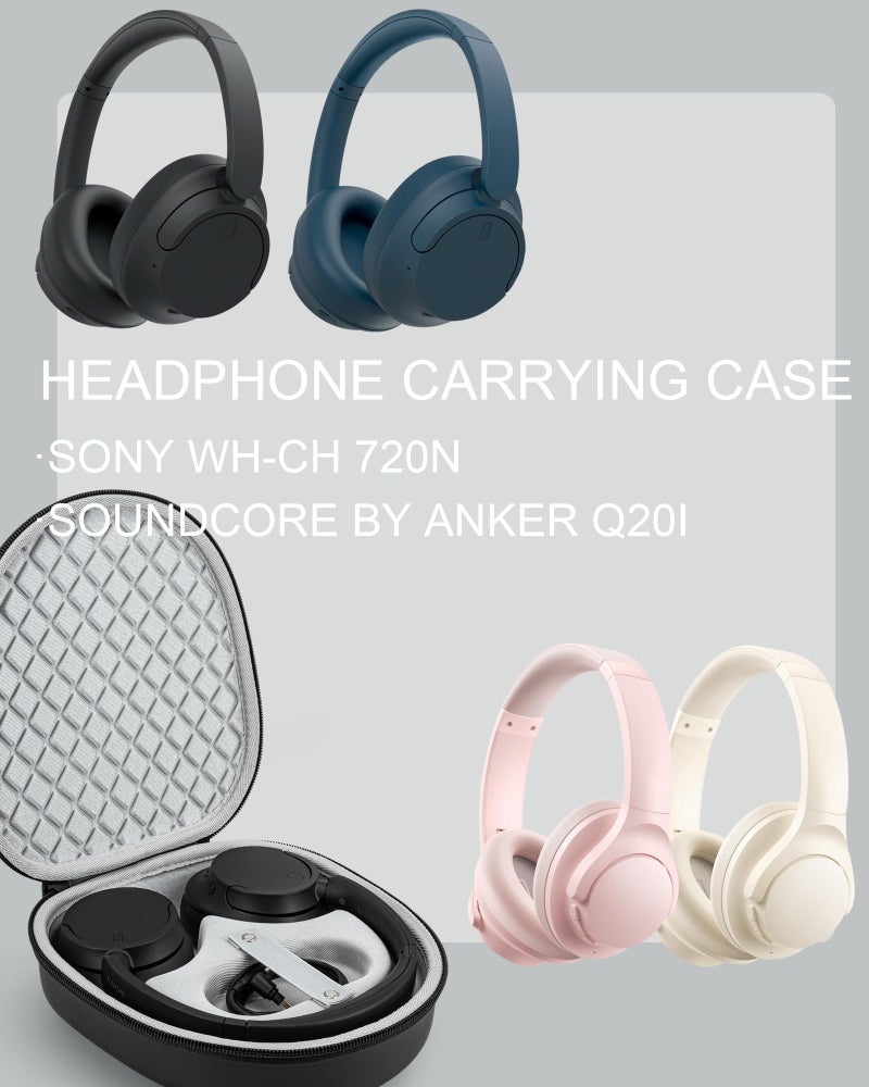 stukcaze Headphone Case for Sony WH-CH720N Soundcore by Anker Q20i, Hard Portable Over Ear Headphone Carrying Case, Wireless Headphone Storage Protective Case for Travel Home (Black-Pattern) - Image 2