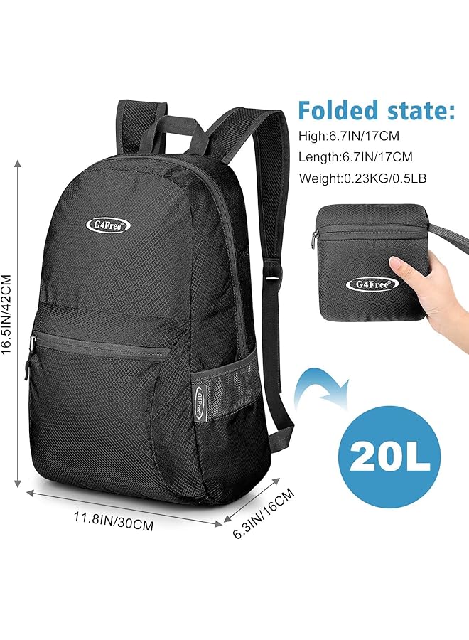 G4Free Small Foldable Ultralight Waterproof Backpack for Camping Hiking Cycling Men Women 20L - Image 2