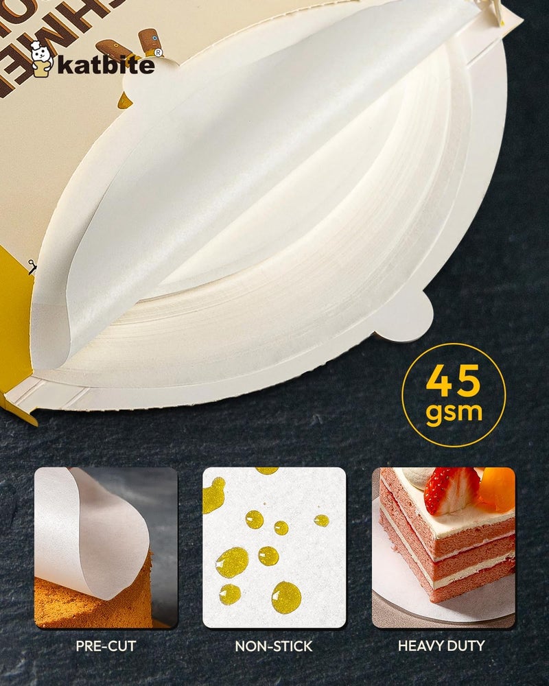 katbite 7 Inch Round Parchment Paper, 200Pcs Parchment Rounds, Heavy Duty & Non-stick for Cake Baking, Air Fryer Liners, Patty Paper - Image 2