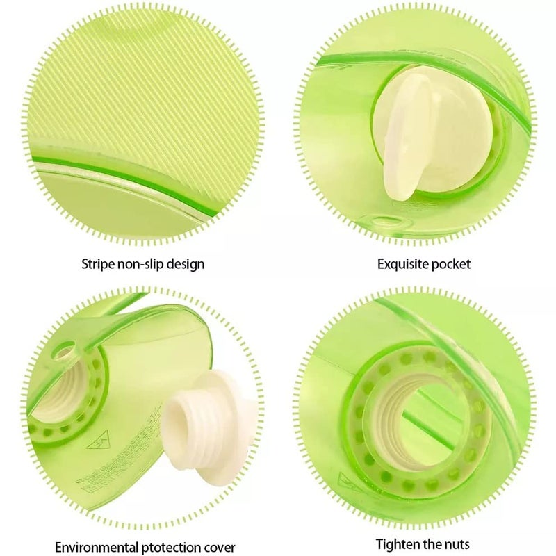 Giffy Transparent High Density PVC Hot Water Bottle for Soothing Winters Warmth and Muscle Joint Pain Therapy BPA Free Leakproof ThermoRelief 2 Litre Green Pack of 1 - Image 3