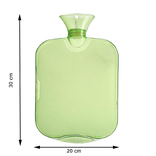 Giffy Transparent High Density PVC Hot Water Bottle for Soothing Winters Warmth and Muscle Joint Pain Therapy BPA Free Leakproof ThermoRelief 2 Litre Green Pack of 1 - Image 2