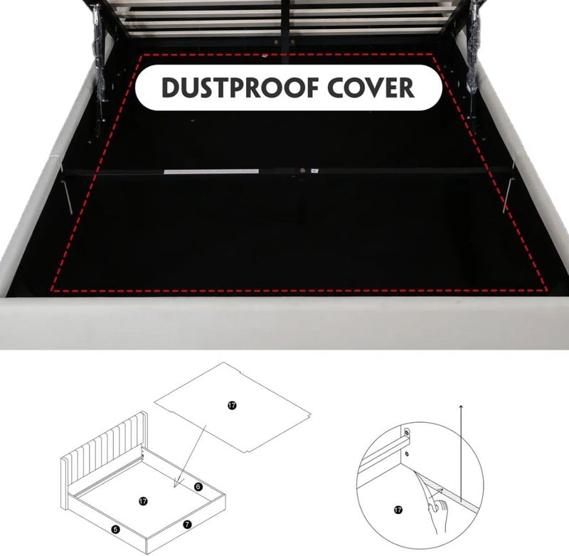 Comfynest Modern Lift Storage Platform Bed with Velvet Headboard - Image 5