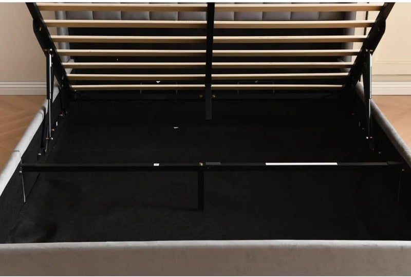 Comfynest Modern Lift Storage Platform Bed with Velvet Headboard - Image 4