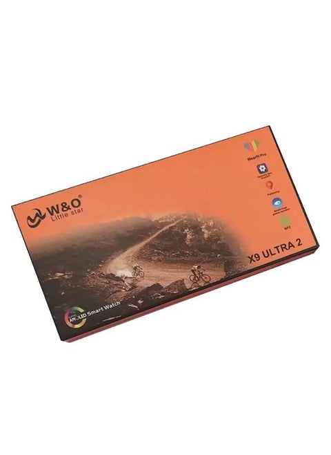 ساعه ذكيه X9 ULTRA 2 الاصدار التاسع شاشه 2.2 بوصه سوبر اموليد - بلوتوث - NFC -  - - شاحن لاسلكى برتقالى