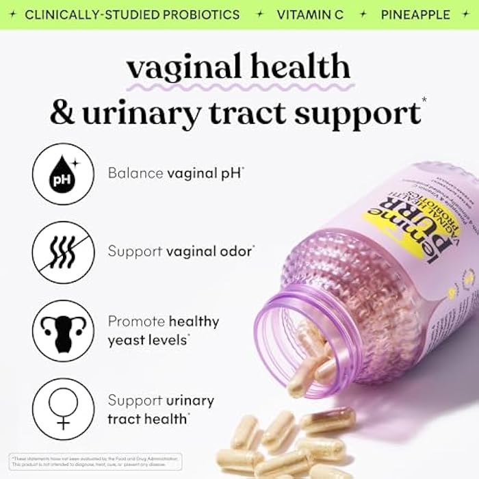 Lemme Purr Vaginal Probiotics for Women - Promotes pH Balance, Healthy Vaginal Odor & Urinary Tract Health w/Lactobacillus Blend, Clinically Tested Strains, Pineapple & Vitamin C - 60 Veggie Capsules - Image 2