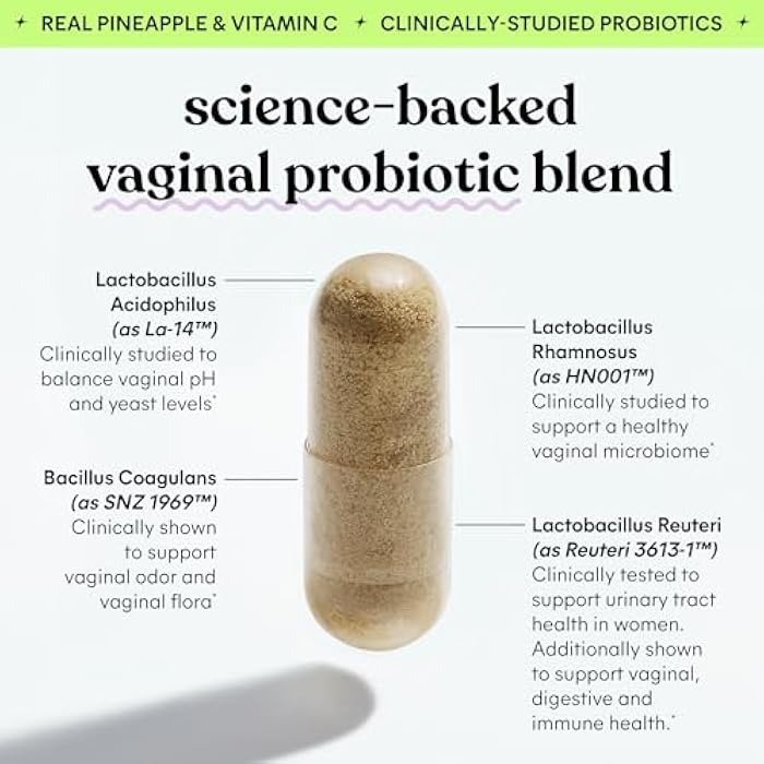 Lemme Purr Vaginal Probiotics for Women - Promotes pH Balance, Healthy Vaginal Odor & Urinary Tract Health w/Lactobacillus Blend, Clinically Tested Strains, Pineapple & Vitamin C - 60 Veggie Capsules - Image 3
