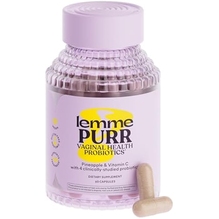 Lemme Purr Vaginal Probiotics for Women - Promotes pH Balance, Healthy Vaginal Odor & Urinary Tract Health w/Lactobacillus Blend, Clinically Tested Strains, Pineapple & Vitamin C - 60 Veggie Capsules - Image 1