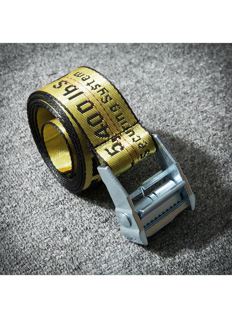 Generic Hip-Hop Industrial Embroidered Belt Gold 