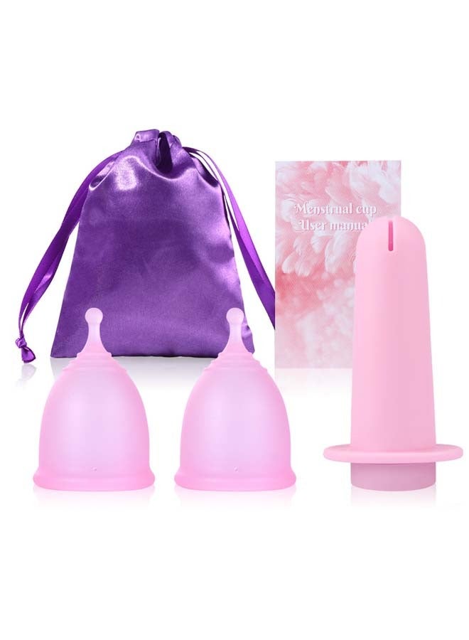 2 Pack Portable Menstrual Cup and Booster Medical Silicone Leakproof Women's Menstrual Cup Booster Feminine Hygiene Products - Image 1