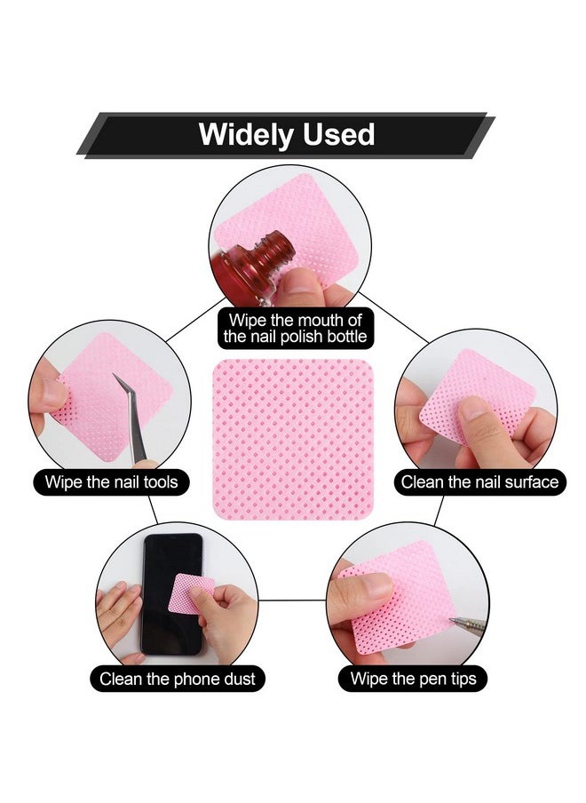 YTJYZZQ - 400 Pieces Nail Cotton Pads1 Pulldown Pump Dispenser Bottle Super Absorbent Soft Nonwoven Eyelash Glue Wipes Nail Polish Dehumidifier For Eyelash Extension Products And Nail Oil Bottle (Pink) - Image 1