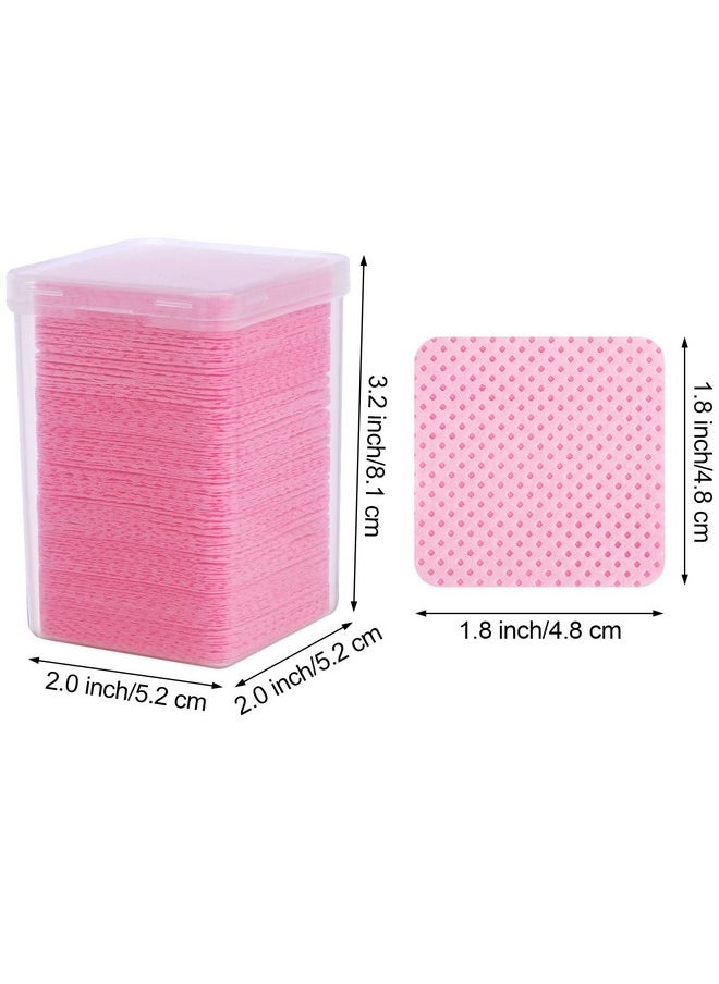 YTJYZZQ - 400 Pieces Nail Cotton Pads1 Pulldown Pump Dispenser Bottle Super Absorbent Soft Nonwoven Eyelash Glue Wipes Nail Polish Dehumidifier For Eyelash Extension Products And Nail Oil Bottle (Pink) - Image 1