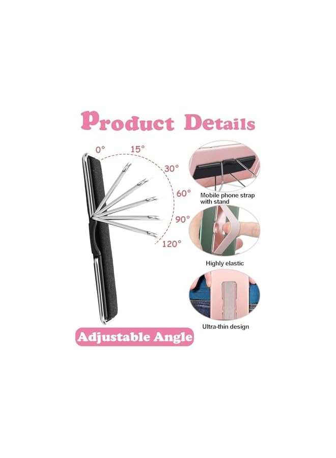 S-TOP 3 Pack Universal Phone Finger Strap Holder - Elastic Finger Grip Ring Stand with Kickstand for Smartphones (Black, Silver, Rose Gold) - Image 3