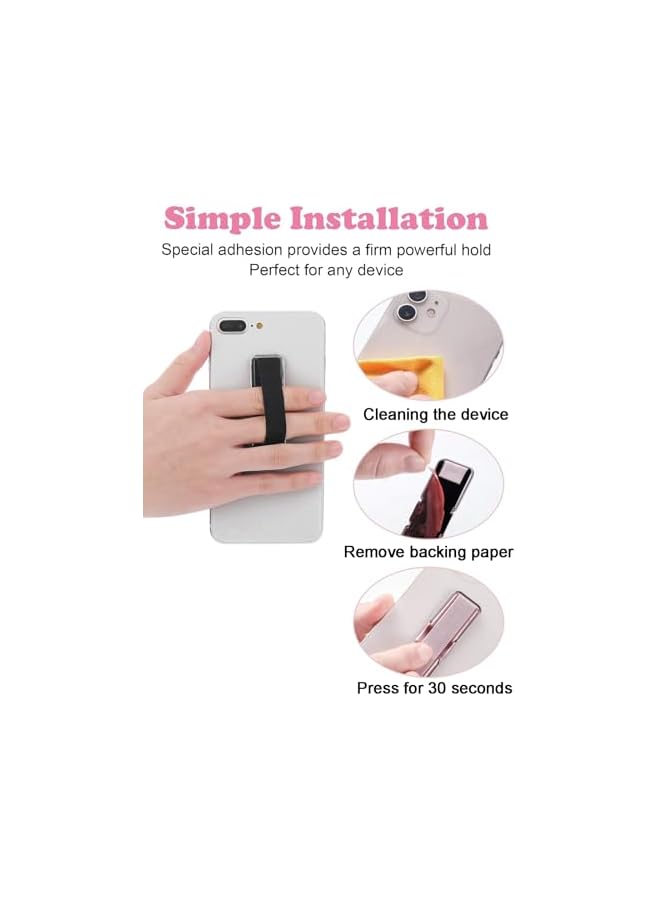 S-TOP 3 Pack Universal Phone Finger Strap Holder - Elastic Finger Grip Ring Stand with Kickstand for Smartphones (Black, Silver, Rose Gold) - Image 4