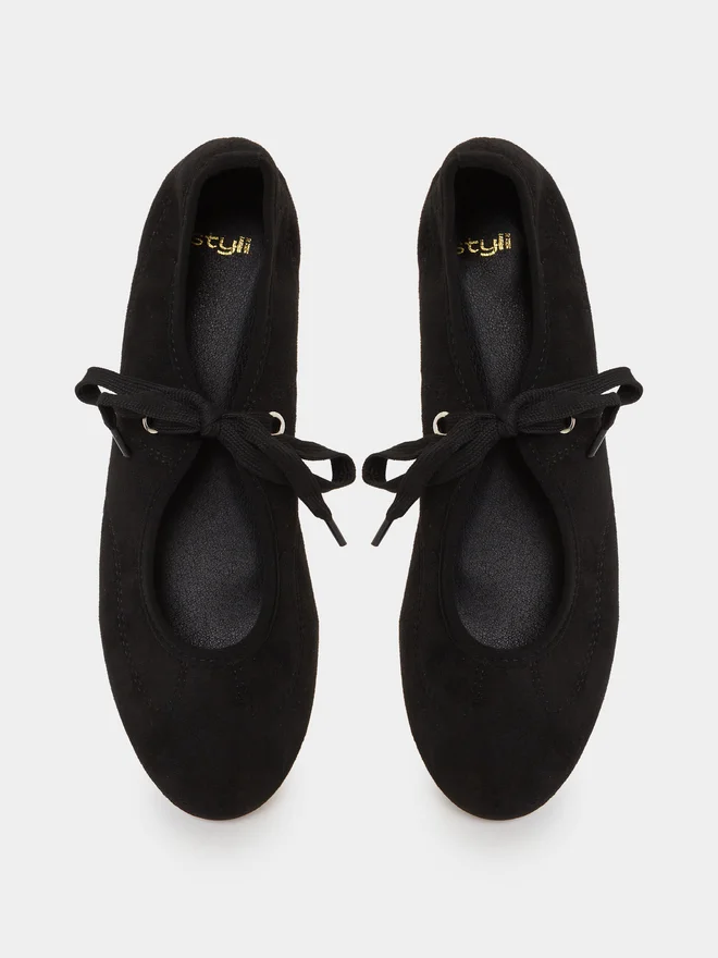 Styli black Styli Black Lace-Up Detail Sneakerina for Women | Best Price UAE