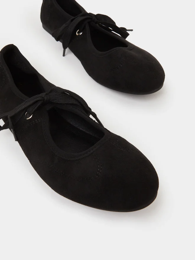 Styli black Styli Black Lace-Up Detail Sneakerina for Women | Best Price UAE