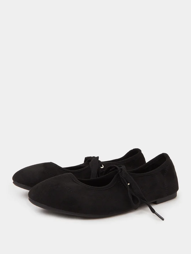Styli black Styli Black Lace-Up Detail Sneakerina for Women | Best Price UAE