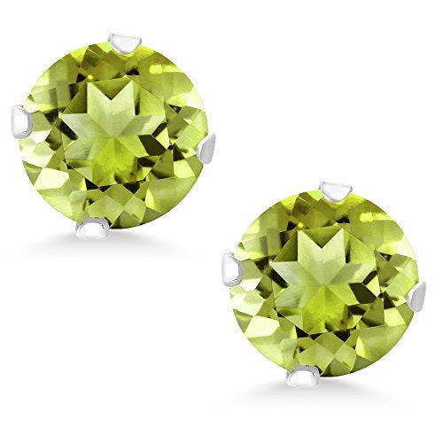Gem Stone King 925 Sterling Silver Green Peridot Stud Earrings For Women Men (2.00 Cttw, Gemstone Birthstone, Round 6MM) - Image 3