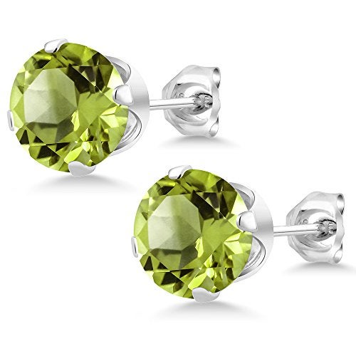 Gem Stone King 925 Sterling Silver Green Peridot Stud Earrings For Women Men (2.00 Cttw, Gemstone Birthstone, Round 6MM) - Image 4