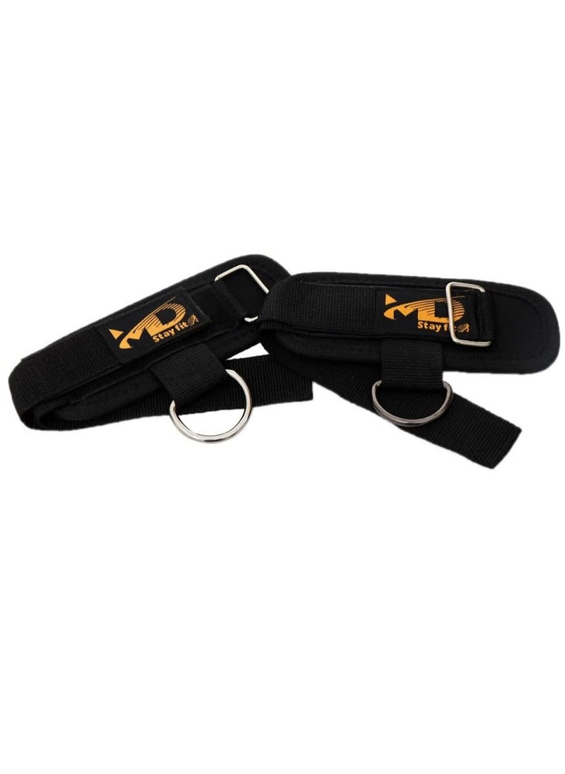 MD Fitness Padded Ankle Straps with D-Ring for Leg Strength Training Exercises, 2Pcs  - Image 1