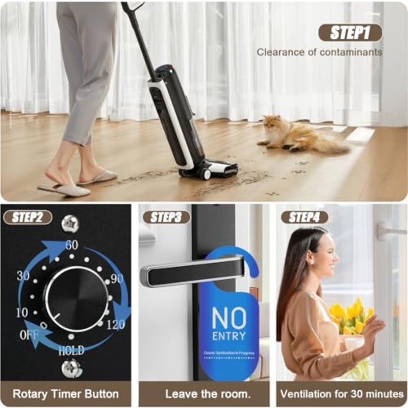 Commercial/industrial ozone generator for rooms, smoke, cars, pets; stainless steel; silver; 30000mg/h capacity, 120min timer, carrying handle - Image 5