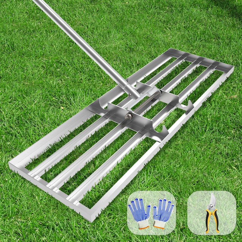 Dremmt Lawn Leveling Rake 30x10 inch, (Professional-Grade) Lawn Leveler Tool with Stainless Steel Handle Rakes for Lawns Heavy Duty Landscape Rake for Backyard, Garden, Golf Course, Farm, Pasture - Image 1