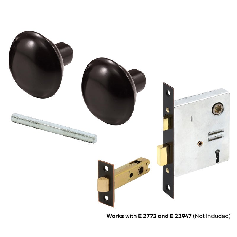Prime-Line E 2499 Solid Brass Vintage Door Knob Spindle Set, 2-1/4 In. Outside Diameter, Bronze (Single Pack) - Image 3