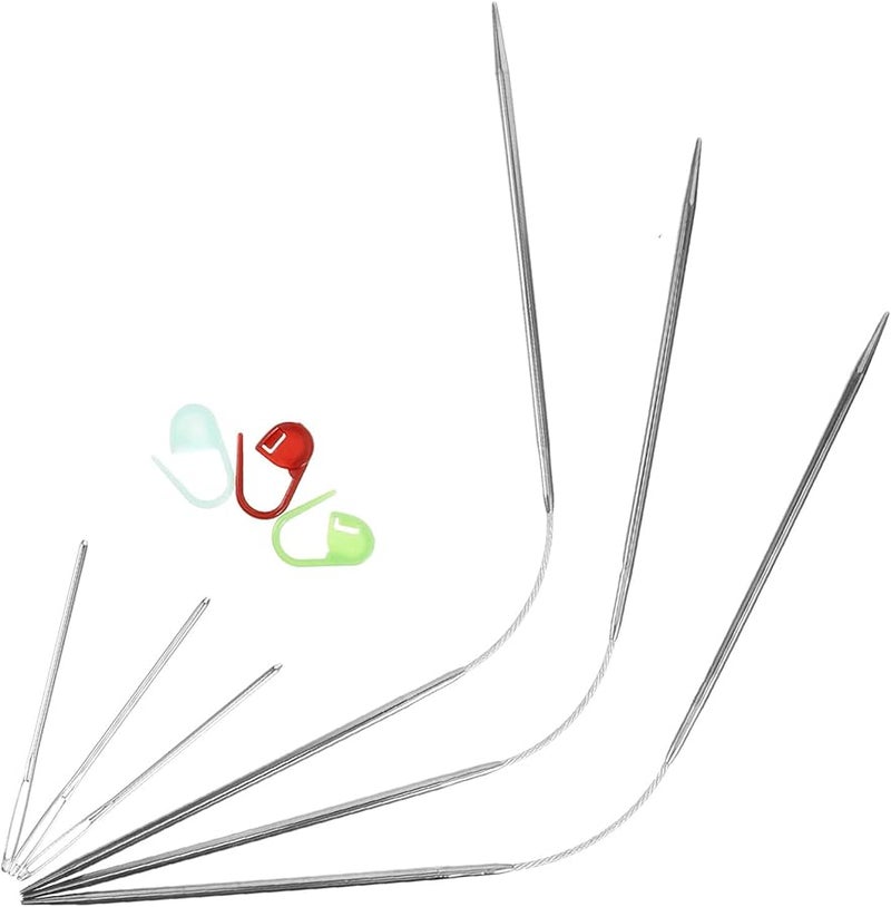 إبر الحياكة الدائرية من الفولاذ المقاوم للصدأ خفيفة الوزن وأدوات الحياكة المعدنية الناعمة للمبتدئين - Image 2