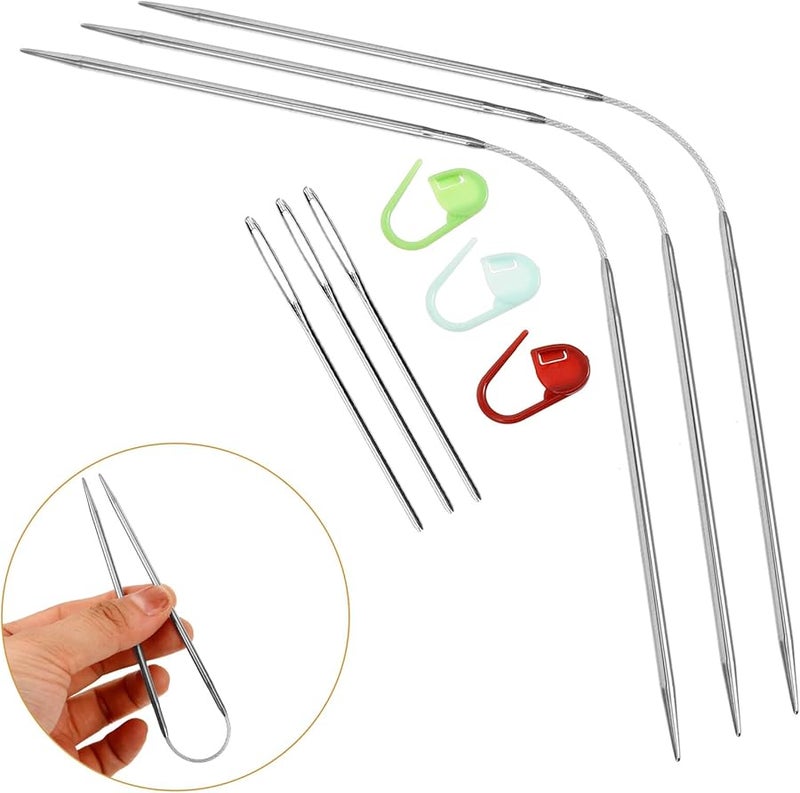إبر الحياكة الدائرية من الفولاذ المقاوم للصدأ خفيفة الوزن وأدوات الحياكة المعدنية الناعمة للمبتدئين - Image 4